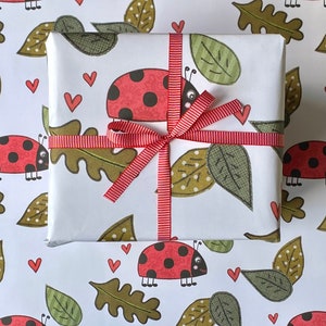 Foglio di carta da regalo ecologica Ladybird / 70 cm x 50 cm / Riciclabile ecologica / Carta da regalo / Senza plastica / Zero emissioni di carbonio