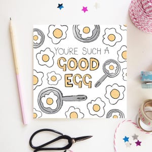 Tarjeta de buenos huevos / Tarjeta de agradecimiento / Diseño bonito / Ilustración hecha a mano e impresa en Reino Unido