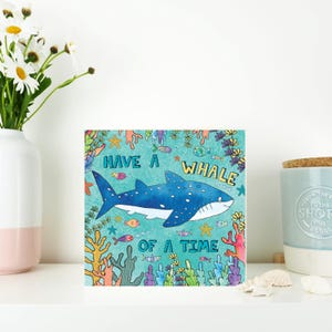 Tarjeta de cumpleaños con ballenas / Tarjeta de cumpleaños con ballenas / Tarjeta de cumpleaños con ballenas / Tarjeta de mar / Tarjeta junto al mar / Tarjeta linda / Tarjeta de feliz cumpleaños