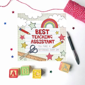 Beste Lehrkraft Karte | Danke Lehrer | Niedliches Design | Hand-Illustration und gedruckt in Großbritannien