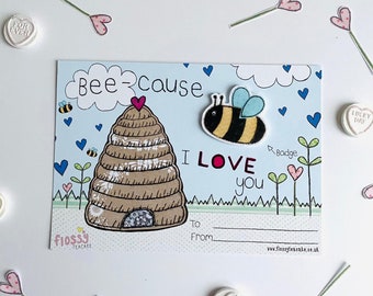 Bijenbadge | Hommel pin | Houten speldbadge | Leuk ontwerp | Red de bijen | Valentijnsdag cadeau | Handgemaakt in Groot-Brittannië