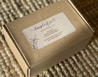 Conjunto de sal de banho relaxante muscular com acesso a meditações