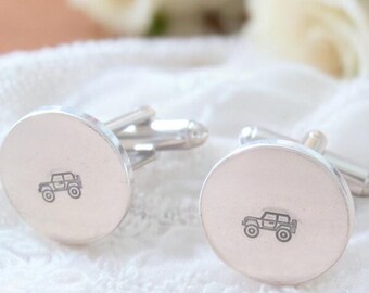 Personalized Jeep Cufflinks: Engraved Groomsmen Gift