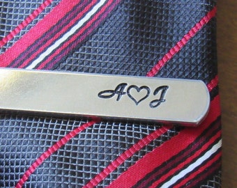 Personalized Tie Bar, Engraved Tie Bar, Custom Tie Clip, Groom Gift from Bride, Gift for Men, Heart Gifts, Anniversary Gifts, Christmas Gift