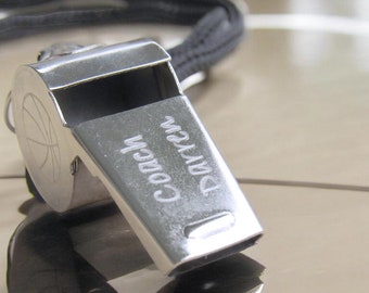 Personalized Stainless Steel Coach Whistle with Lanyard