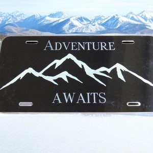 Custom License Plate, Mountain Plate, Front License Plate, Vanity Plate, Adventure Awaits, Name License Plate, Car Accessories