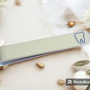 Engraved Tooth Tie Clip: Personalized Dental Gift