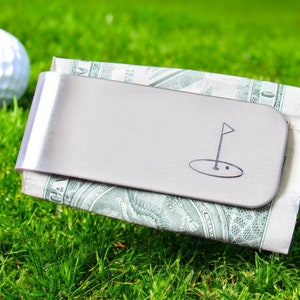 Regalos de golf para hombres, pinza para billetes con monograma, pinza para billetes grabada, pinza para billetes personalizada, pinza para billetes plateada, pinza para billetes para padrinos de boda, billetera de golf