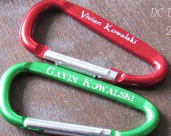 Engraved Carabiner Keychain: Personalized Anodized Aluminum Clasp, Custom Carabiner, Several Colors