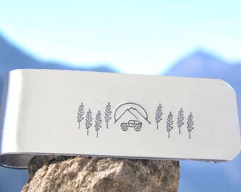 Engraved Jeep Money Clip: Personalized Aluminum Wallet Clip
