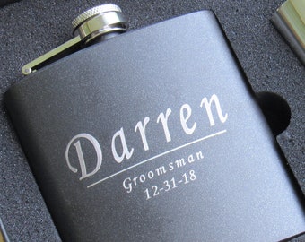 Personalized Hip Flask, Flask for Men, Custom Flask, Engraved Flask, 6oz Flask, Birthday Gifts, Gifts for Boyfriend