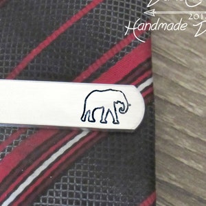 Elephant Tie Clip, Engraved Tie Bar, Personalized Tie Bar, Groomsmen Tie Clip, Custom Tie Clip, Tie Clip Personalize, Anniversary Gifts