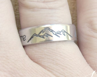 Personalized Mountain Ring, Nature Ring, Mountain Jewelry, Engraved Ring, Open Ring, Rings for Women, Rings for Men, Birthday Gifts