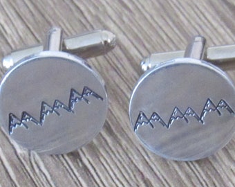 Mountain Wedding, Hiking Wedding, Engraved Cufflinks, Personalized, Custom Cufflinks, Groom Cufflinks, Groomsmen Cufflink, Mountain Cufflink