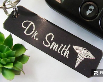 Personalized Doctor Keychain: Engraved Aluminum Keyring