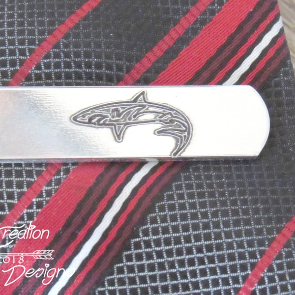 Shark Tie Clip, Custom Tie Clip, Engraved Tie Bar, Gifts for Dad, Birthday Gift for Him, Tie Clip Personalize, Gifts for Boyfriend