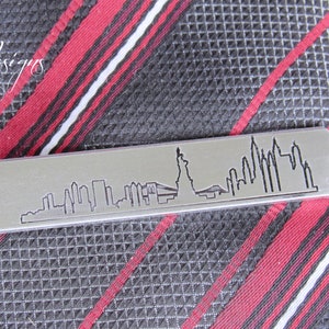 Personalized Skyline Tie Clip, New York, New York City, Custom Tie Clip, Birthday Gifts for Boyfriend