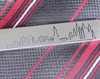 Personalized Skyline Tie Clip, New York, New York City, Custom Tie Clip, Birthday Gifts for Boyfriend