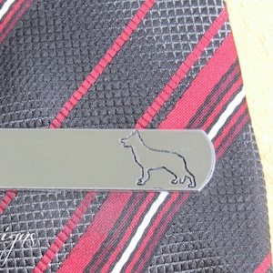 German Shepard, Engraved Tie Clip, Personalized Tie Bar, Custom Tie Clip, Groomsmen Tie Clip, Dog Lover Gift, Dog Dad, Dog Wedding Attire
