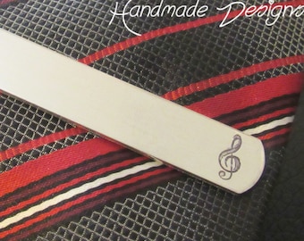 Music Tie Bar, Music Notes, Engraved Tie Bar, Custom Tie Clip, Personalized Tie Bar, Groomsmen Tie Clip, Music Lover Gift, Christmas Gifts