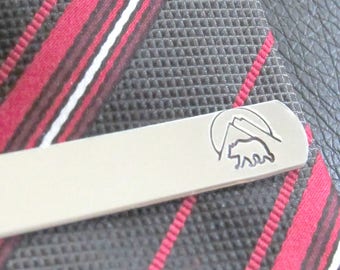 Engraved Mountain Bear Tie Clip: Aluminum, Brass, or Copper