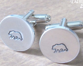 Personalized Cuff Links, Bear Cufflinks, Wedding Cufflinks, Groom Cufflinks, Bear Gifts, Gifts for Men, Birthday Gifts for Boyfriend