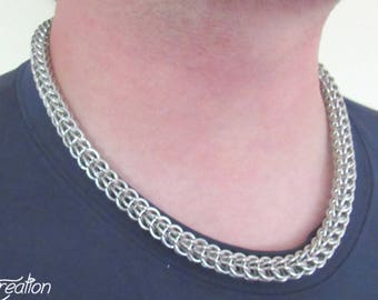 Handmade Aluminum Chainmail Necklace: Full Persian Design