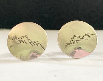 Mountain Earrings, Mountain Stud Earrings, Sterling Silver Earrings, Mountain Wedding, Hiking Wedding, Tiny Stud Earring, Earrings for Women