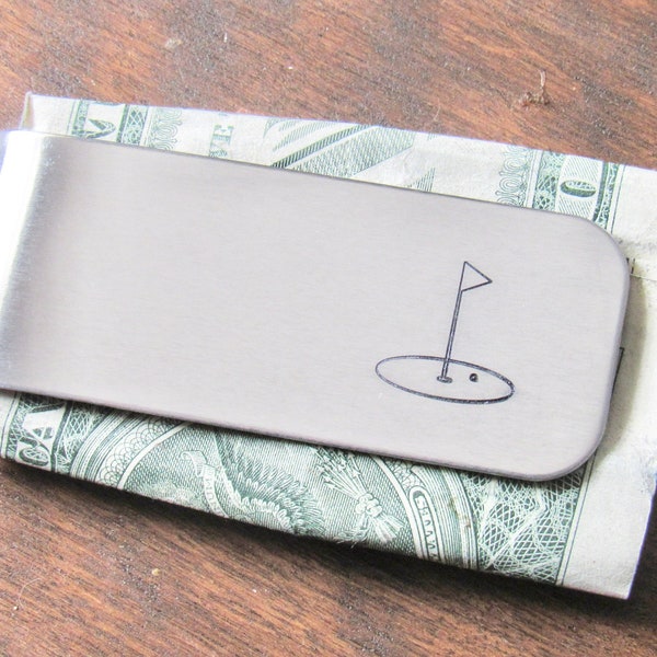 Golf Gifts for Men, Monogram Money Clip, Engraved Money Clip, Custom Money Clip, Silver Money Clip, Groomsmen Money Clip, Golf Wallet