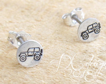 Sterling Silver Stud Earrings, Tiny Earrings,  Minimalist Earrings, Off-Road Vehicle, Earrings for Women, Birthday Gifts For Her
