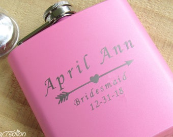 Engraved Hip Flask, Personalized Flask, Custom Hip Flask, Wedding Flask, Flask for Women, Bridesmaid Flask, Personalised Flask