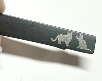 Cat Tie Clip, Personalized Tie Bar, Engraved Tie Bar, Custom Tie Clip, Cat Dad, Cat Memorial, Cat Lover Gift, Anniversary Gift