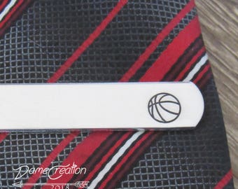 Basketball, Basketball Player, Basketball Coach, Engraved Tie Bar, Custom Tie Clip, Personalized Tie Bar, Groomsmen Tie Clip, Gifts for Dad