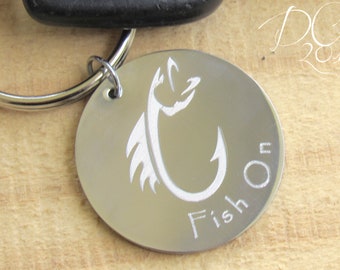 Fish Hook, Fly Fishing, Fish Hook Keychain, Fishing Keychain, Fishing Gifts for Men, Fisherman Gift, Custom Keychain, Engraved Keyring