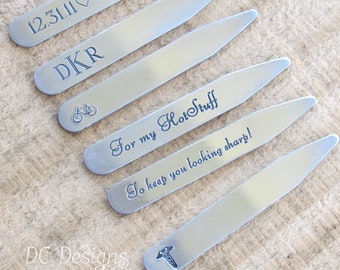 Made In USA MODERN GOODS SHOP Stainless Steel Collar Stays With Laser Engraved Japanese Wave Design 2.5 Inch Metal Collar Stiffeners Made In USA MODERN GOODS SHOP Stainless Steel Collar Stays With Laser Engraved Japanese Wave Design 2.5 Inch Metal Collar Stiffeners