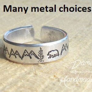 Mountain Rings, Personalized Rings, Handmade Rings, Bear Rings, Rings for Men, Rings for Women, Other Metal Choices, Birthday Gifts