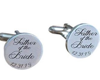 Personalized Father of the Bride Gift, Custom Cufflink, Wedding Cufflink, Birthday gifts, Wedding Gift