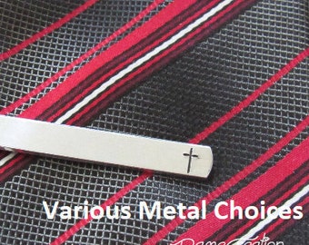 Cross Tie Clip, First Communion Gift, Christian Wedding, Personalized Tie Bar, Engraved Tie Bar, Custom Tie Clip, Confirmation Gift