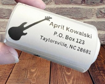 Electric Bass Guitar Address Labels: Personalized Return Address Stickers