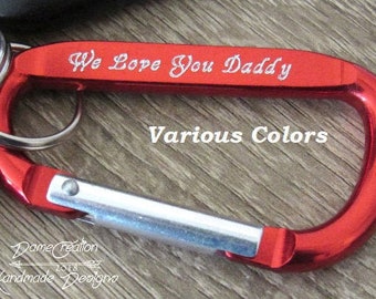 Custom Keychain, Engraved Keychain, Carabiner Keychain, Gifts for Dad, Birthday Gifts for Boyfriend, Climber Gifts, Keychain Gifts, Clips