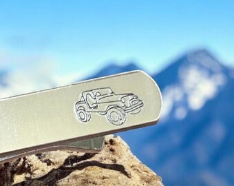 Off Road 4x4 Tie Clip, Engraved Truck Tie Bar, Personalized Tie Clip, Gift, Off Road Gift for Men, Groomsmen Gift, Groom Gift