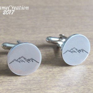 Mountain Wedding, Custom Cufflinks, Engraved Cufflinks, Groom Cufflinks, Groomsmen Cufflinks, Hiking Wedding, Mountain Cufflinks