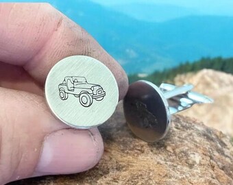 Handmade Jeep Cufflinks: Personalized Anodized Aluminum Cufflinks