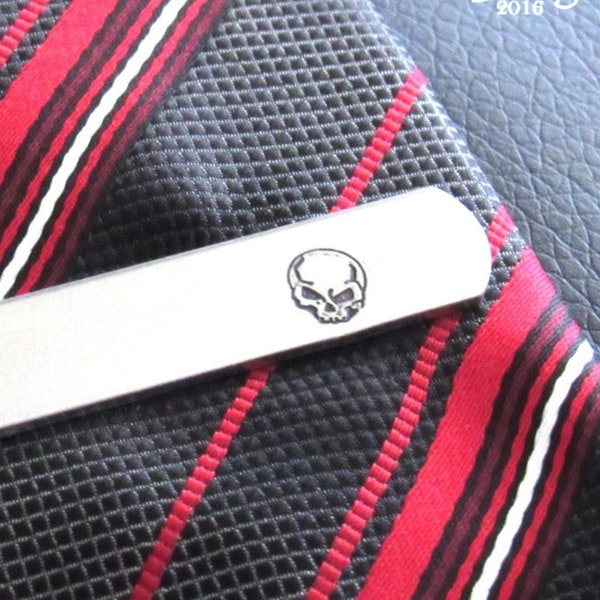 Skull Tie Bar, Personalized Tie Bar, Custom Tie Clip, Skull Gifts, Gothic Wedding, Til Death Do Us Part, Silver Tie Clip, Birthday Gifts