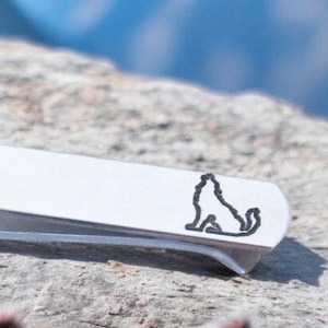 Wolf Tie Clip, Wolf Pin, Wolf Pack, Personalized Tie Bar, Custom Tie Clip, Engraved Tie Clip, Howling Wolf, Groomsmen Tie Clip