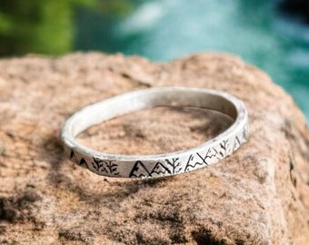 Sterling Silver Mountain Ring: Stacking Band, Nature Jewelry