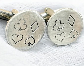 Poker Cufflinks, Casino Groomsmen Gift, Personalized Playing Card Cuff Links, Poker Player Gift for Men, Groom Best Man Gift, Vegas Wedding