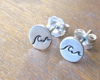 Wave Earrings, Ocean Wave Earrings, Nautical Earrings, Beach Wedding, Nautical Wedding, Earrings for Women, Tiny Earrings, Wave Stud Earring