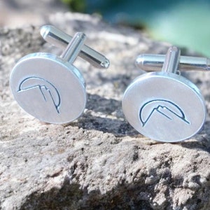 Mountain, Personalized Cufflinks, Best Man Cufflinks, Groom Cufflinks, Groomsmen Cufflinks, Father of the Bride Cufflinks, Engraved Cufflink