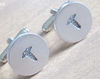 Doctor Cufflinks, Groom Cufflinks, Groomsmen Cufflinks, Custom Cufflinks, Engraved Cufflinks, Wedding Cufflinks, Silver Cufflink, Cuff Links